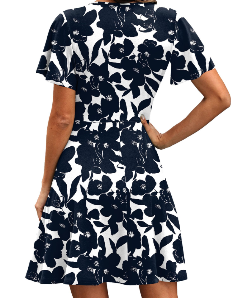 Lydia Vestido Mujer – Diseño Cruzado con V-Cuello y Mangas con Volantes