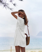 Sophie Vestido Playa Mujer – V-Neck Ligero con Manga Murciélago y Cintura Ajustable