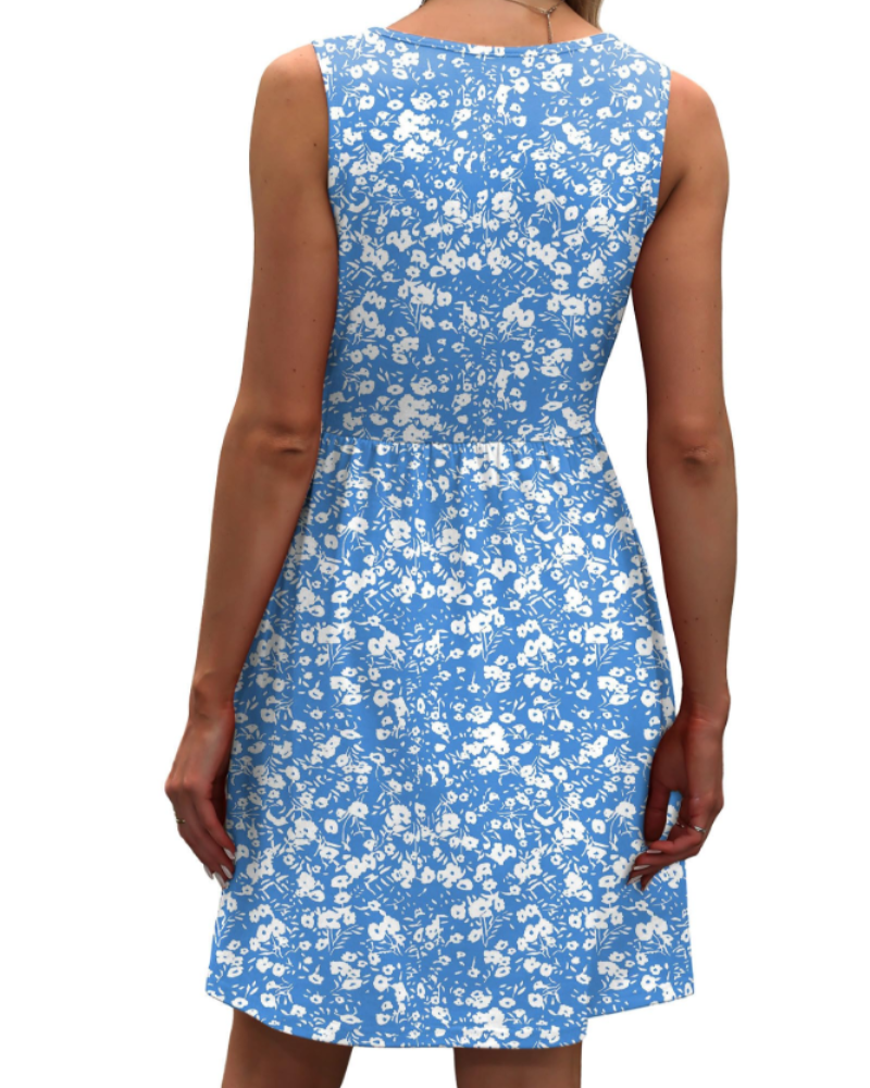 Avery Vestido Mujer – Vestido Verano Sin Mangas, Cuello Scoop y Bolsillos