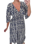 Elodie Vestido Mujer – Floral Verano, Escote en V, Manga Abullonada y Abertura