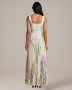 Natalie Vestido Maxi Floral Mujer – Falda Plisada y Tejido Ligero