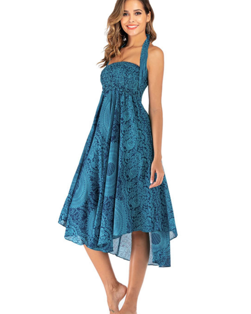 Summer Vestido Maxi Boho Mujer – Viscosa 2 en 1 con Cintura Elástica