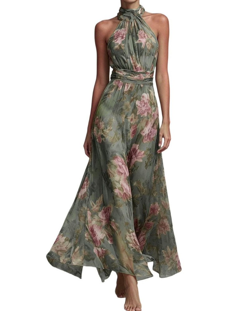 Vestito Midi Ricamato Celina Donna – Senza Maniche, Plissettato e Orlo Asimmetrico