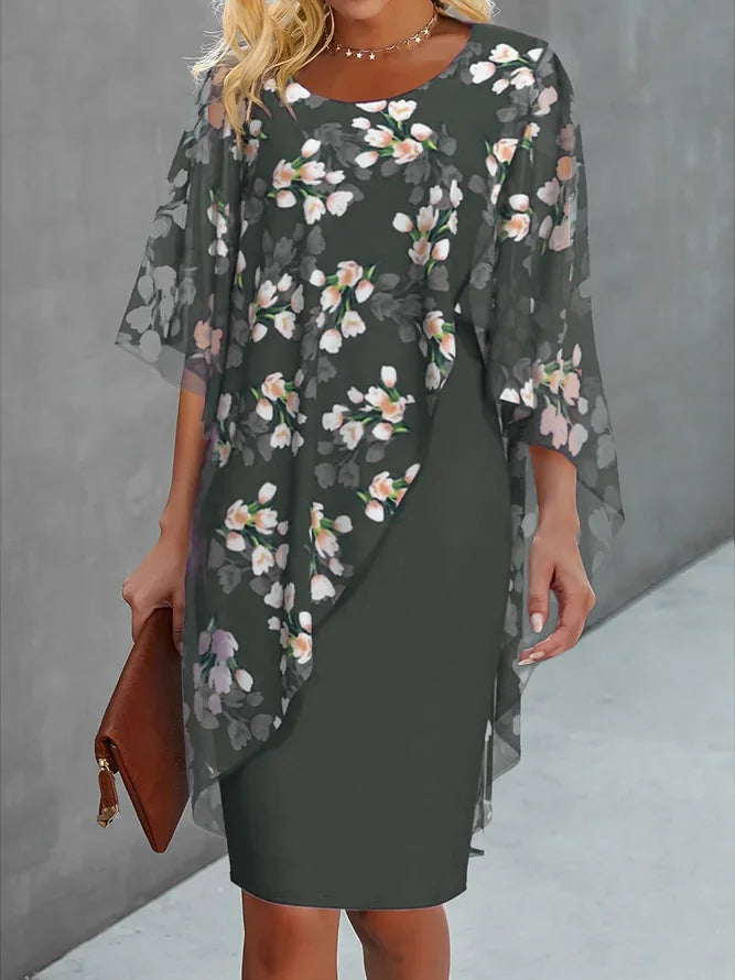 Lysiane Robe Fleurie pour Femme – Robe en Chiffon Élégante Décontractée Chic