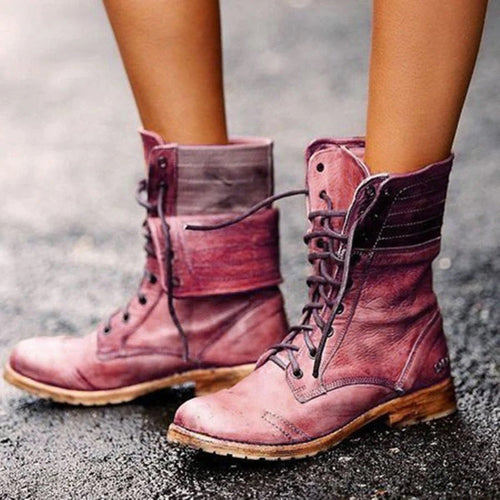 Ambre Bottines en Cuir pour Femme – Bottes Élégantes à Lacets Chic