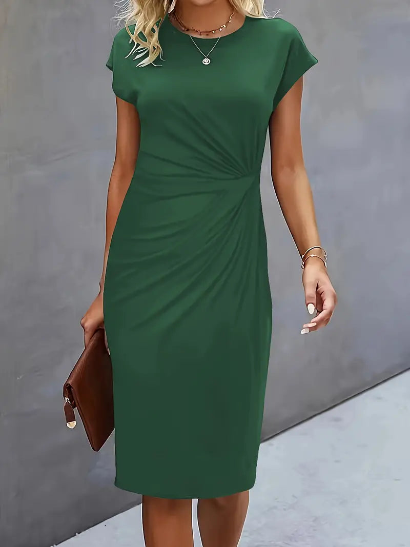 Katrien Robe Midi pour Femme – Robe Élégante Minimaliste Chic Moderne