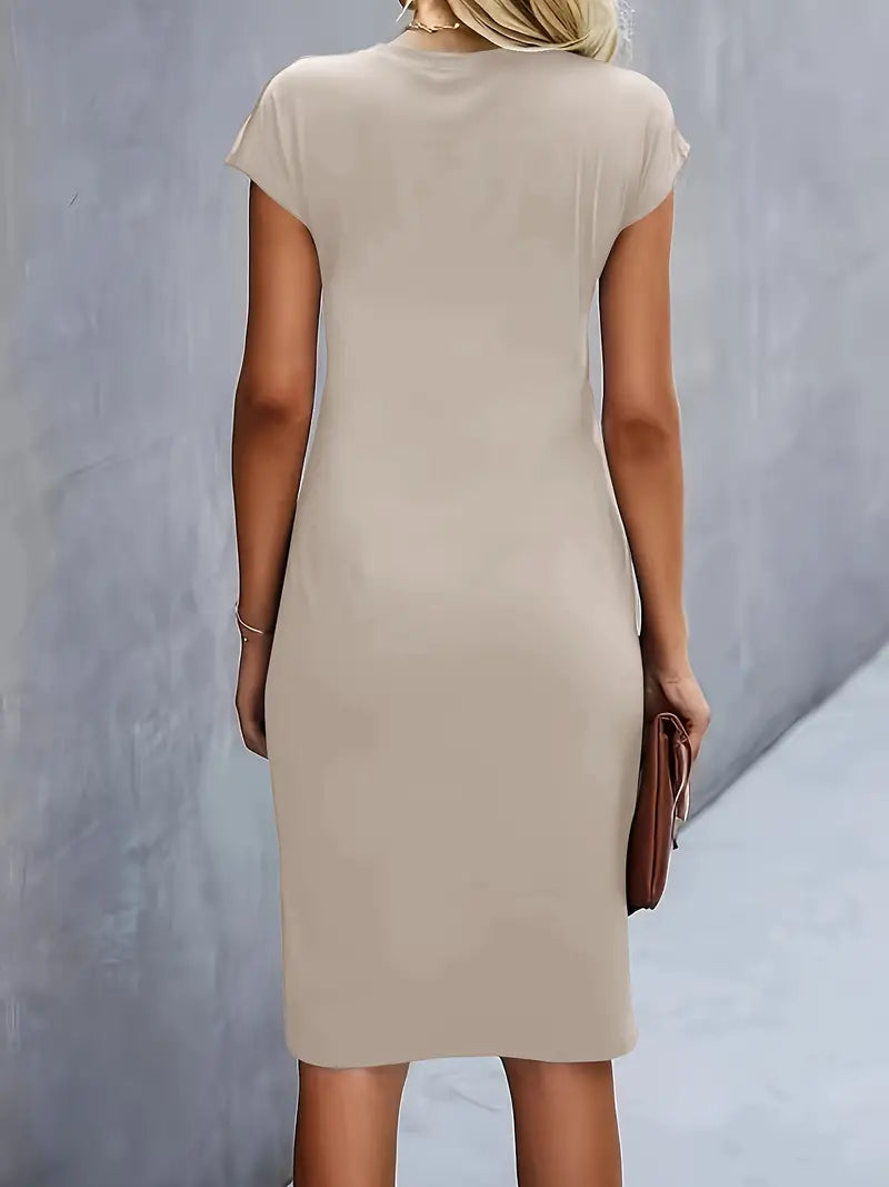 Mylène Vestito Midi da Donna – Vestito Elegante con Scollo Tondo Chic