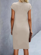Mylène Vestito Midi da Donna – Vestito Elegante con Scollo Tondo Chic