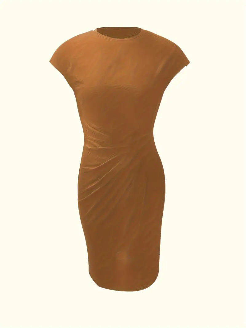Mylène Vestito Midi da Donna – Vestito Elegante con Scollo Tondo Chic