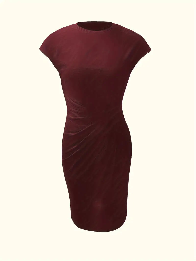 Mylène Vestito Midi da Donna – Vestito Elegante con Scollo Tondo Chic