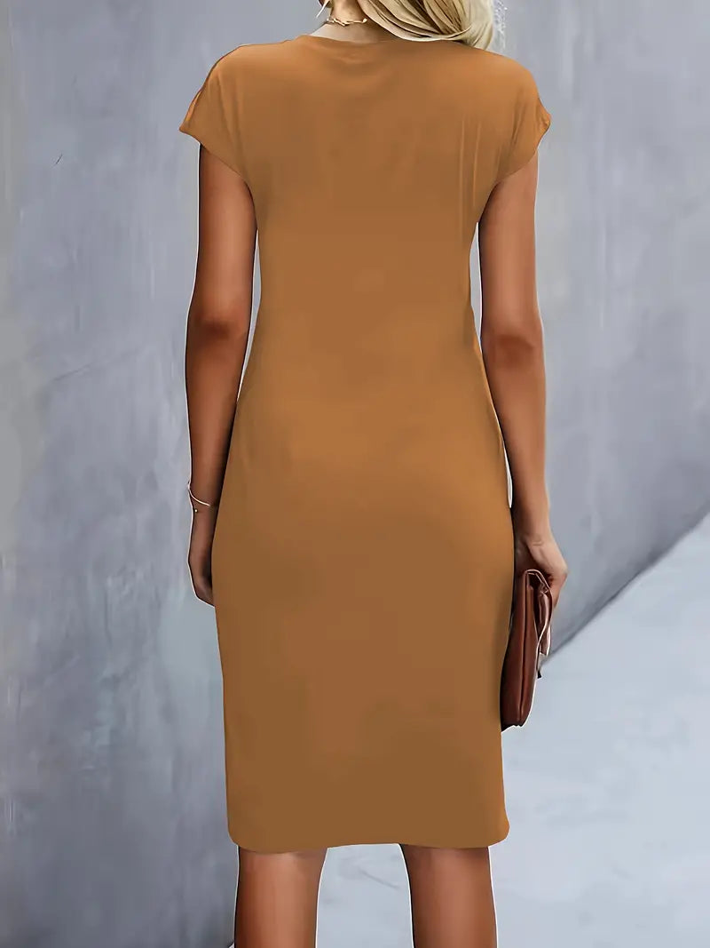 Katrien Robe Midi pour Femme – Robe Élégante Minimaliste Chic Moderne