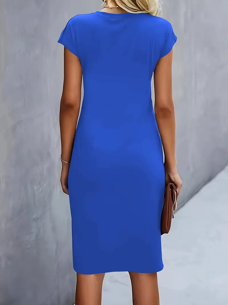 Mylène Vestito Midi da Donna – Vestito Elegante con Scollo Tondo Chic