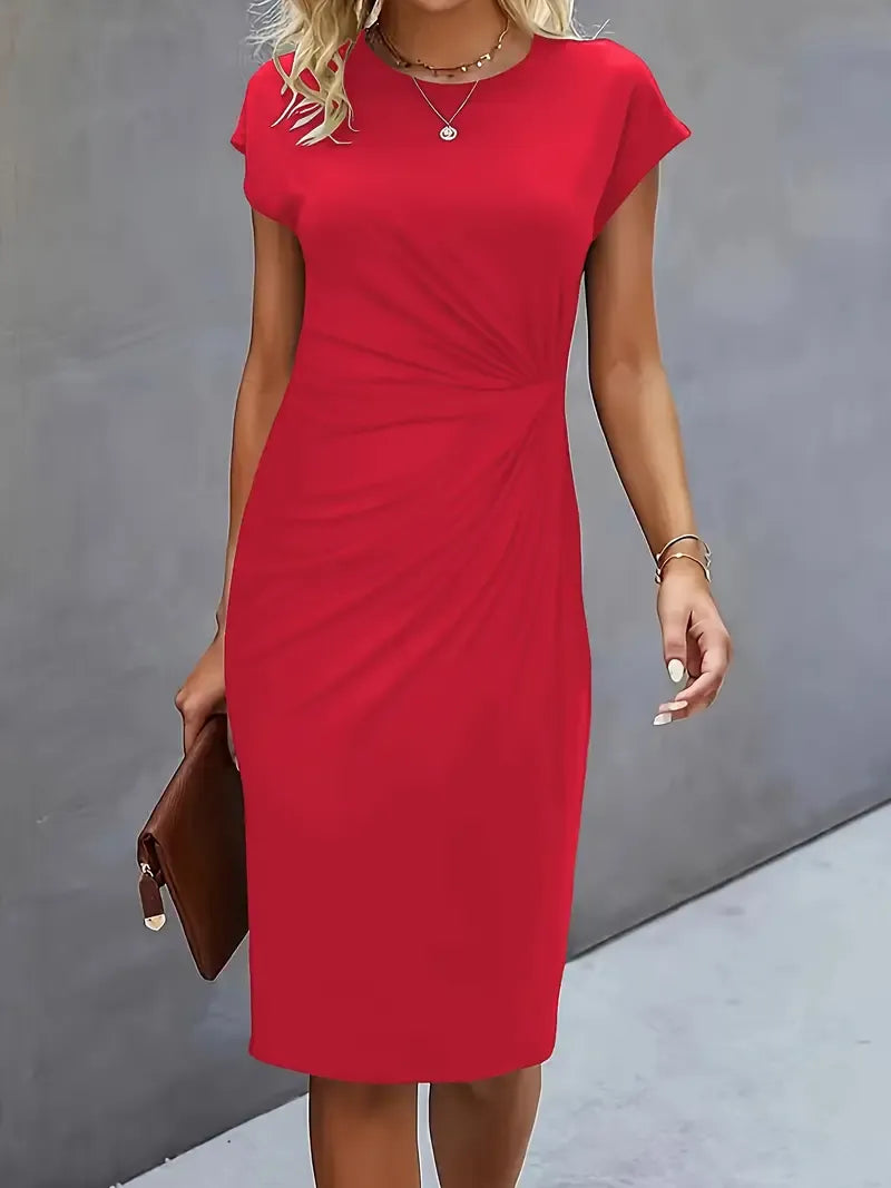 Amyrose Vestido Midi para Mujer – Vestido Elegante Oficina Formal Chic