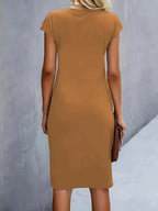 Mylène Vestito Midi da Donna – Vestito Elegante con Scollo Tondo Chic