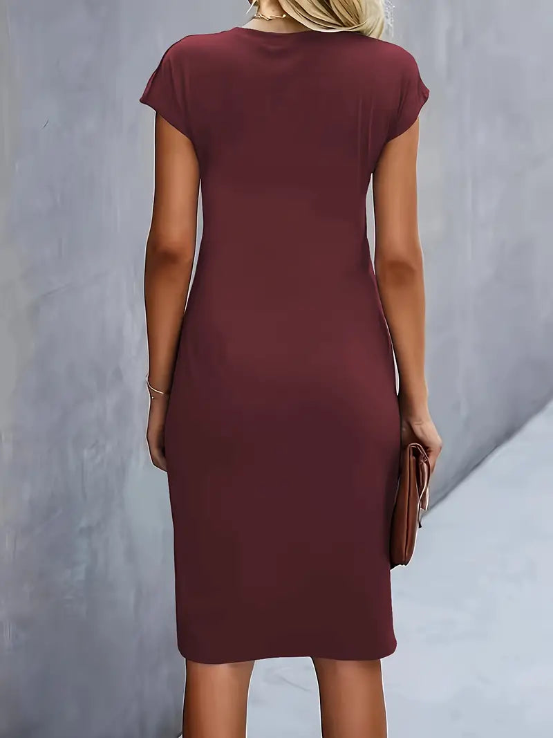 Mylène Vestito Midi da Donna – Vestito Elegante con Scollo Tondo Chic