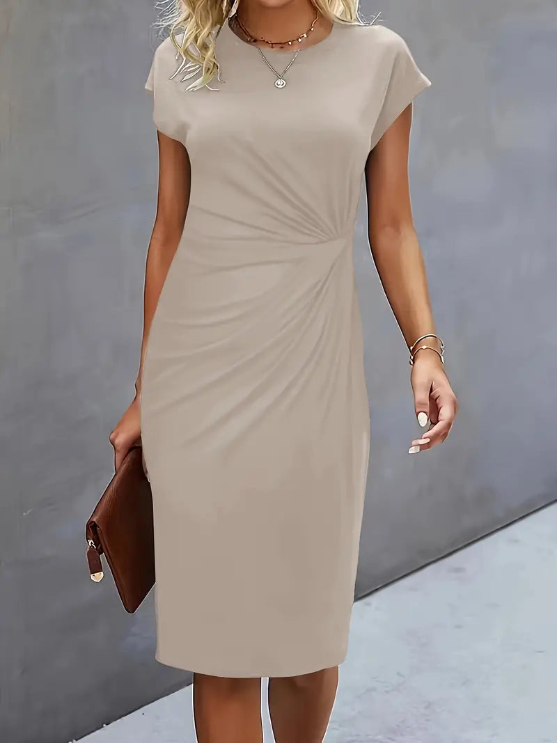 Katrien Robe Midi pour Femme – Robe Élégante Minimaliste Chic Moderne
