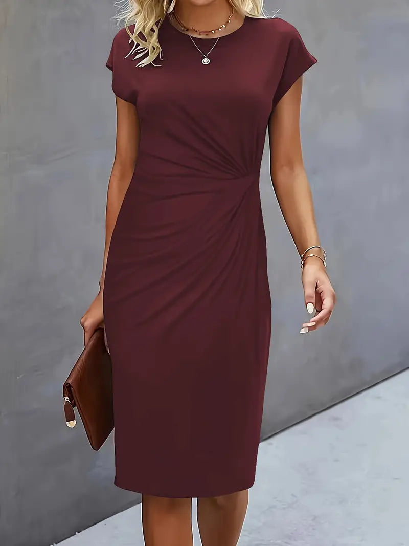 Mylène Vestito Midi da Donna – Vestito Elegante con Scollo Tondo Chic