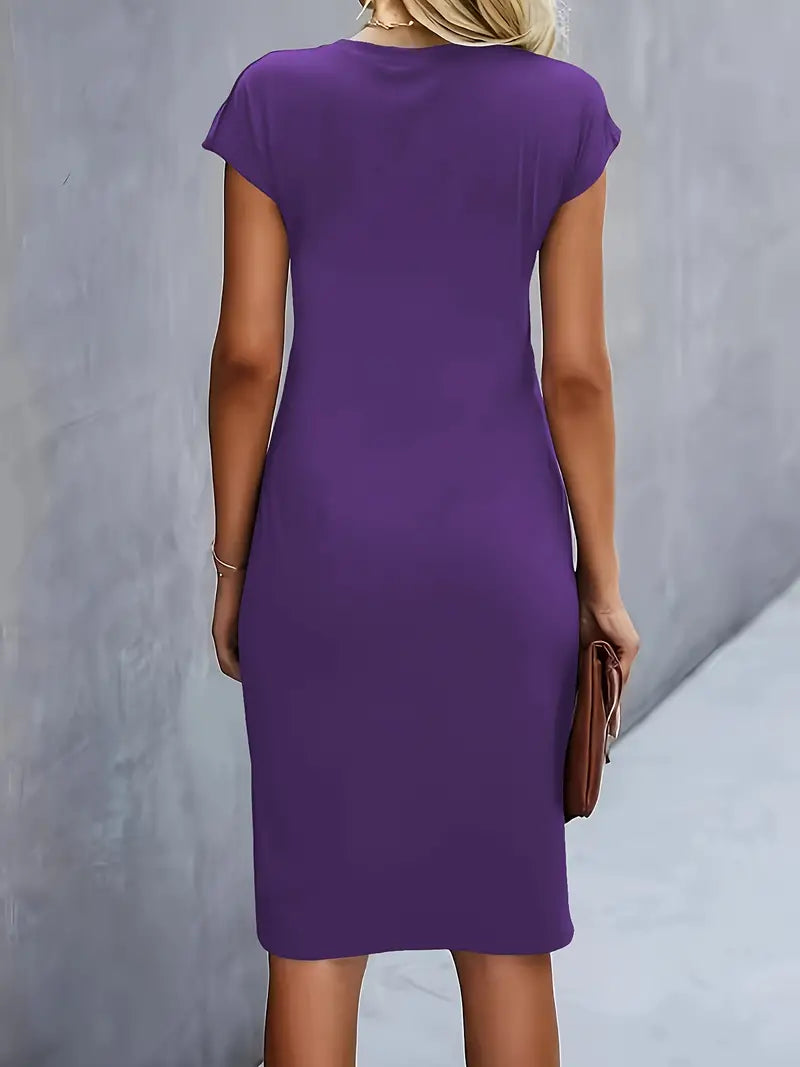 Mylène Vestito Midi da Donna – Vestito Elegante con Scollo Tondo Chic