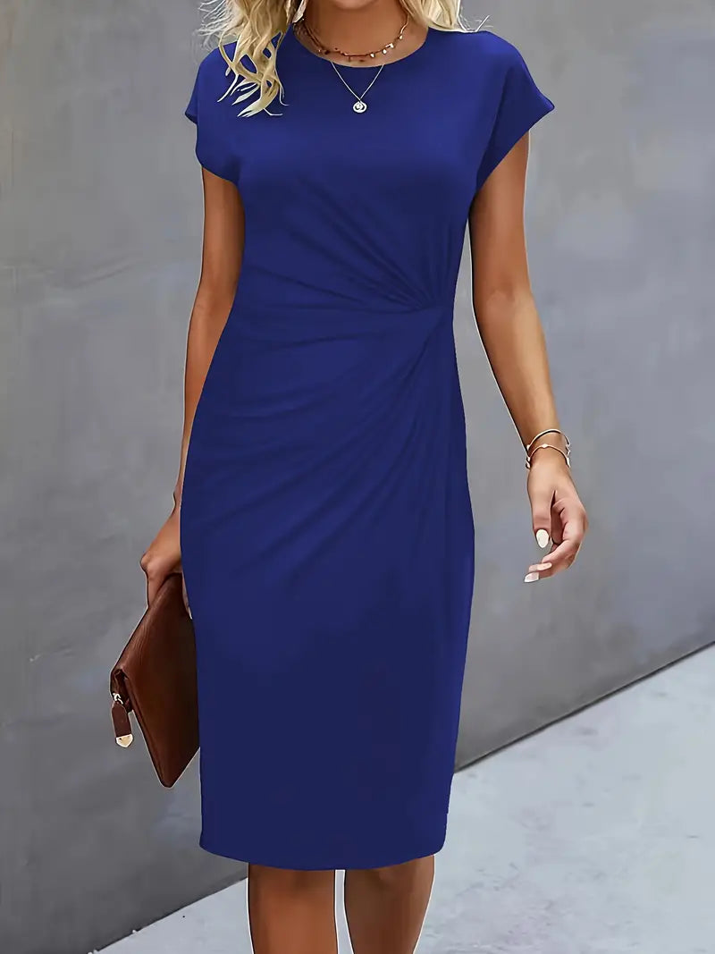 Mylène Vestito Midi da Donna – Vestito Elegante con Scollo Tondo Chic