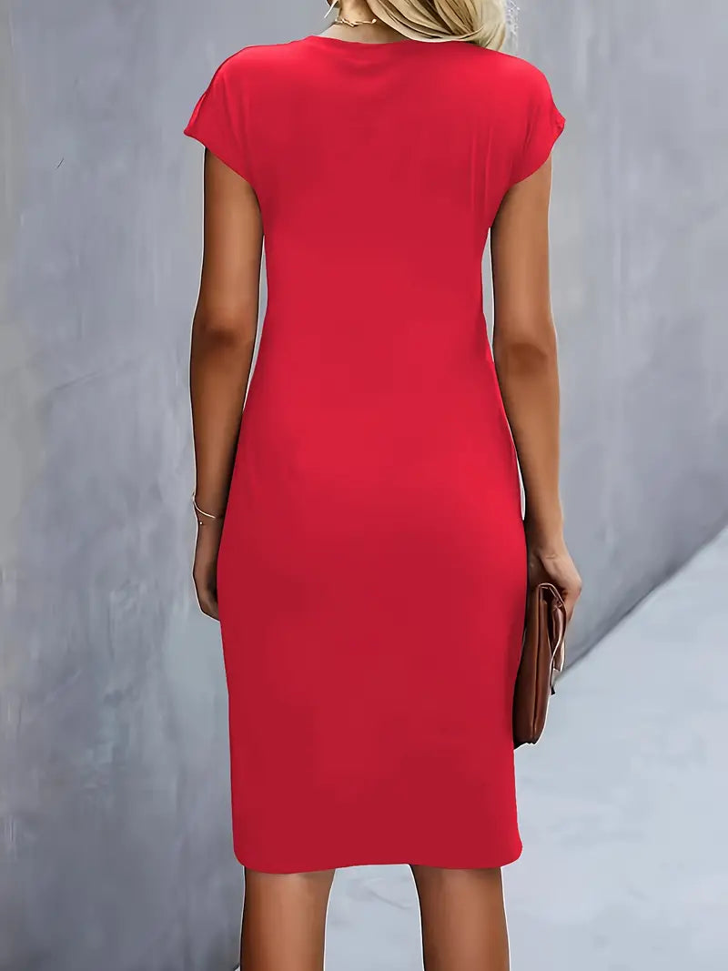 Katrien Robe Midi pour Femme – Robe Élégante Minimaliste Chic Moderne