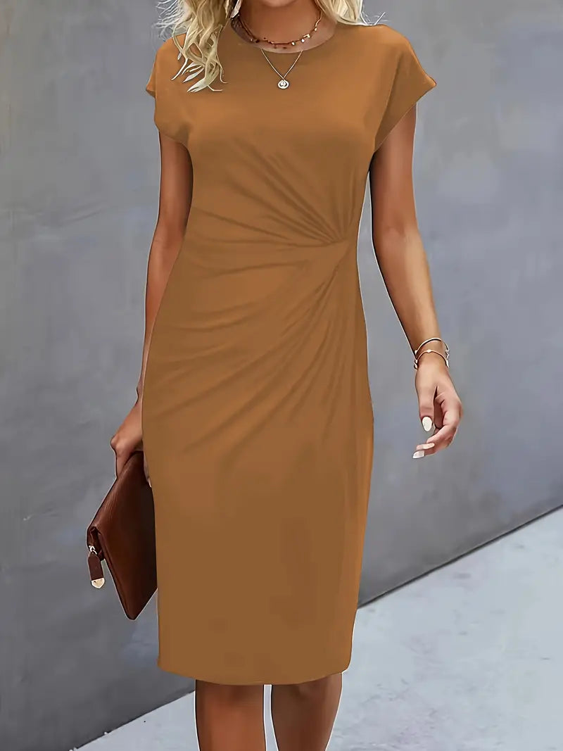 Katrien Robe Midi pour Femme – Robe Élégante Minimaliste Chic Moderne