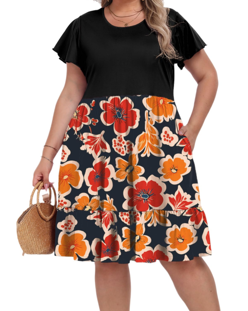 Robe Midi Audrey Grande Taille Femme – Taille Haute, Poches et Coupe Ligne A