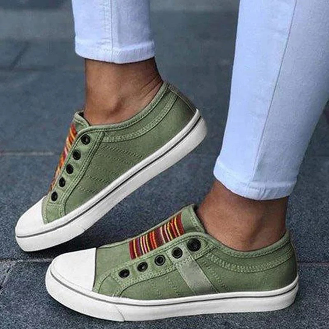 Nerissa baskets slip-on pour femme – sneakers rayées colorées décontractées chic