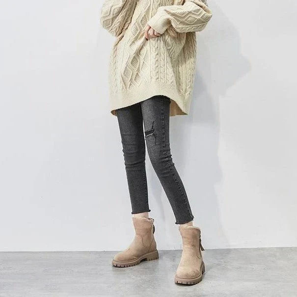 Botas de invierno Blanca para Mujer – Cálido, Diseño atemporal y Afelpado