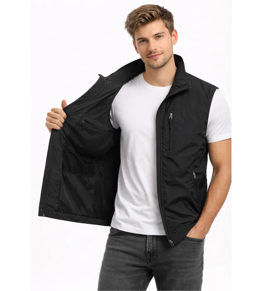 Carter Chaleco Outdoor Hombre – Ligero, Cuello Alto y 4 Bolsillos con Cremallera