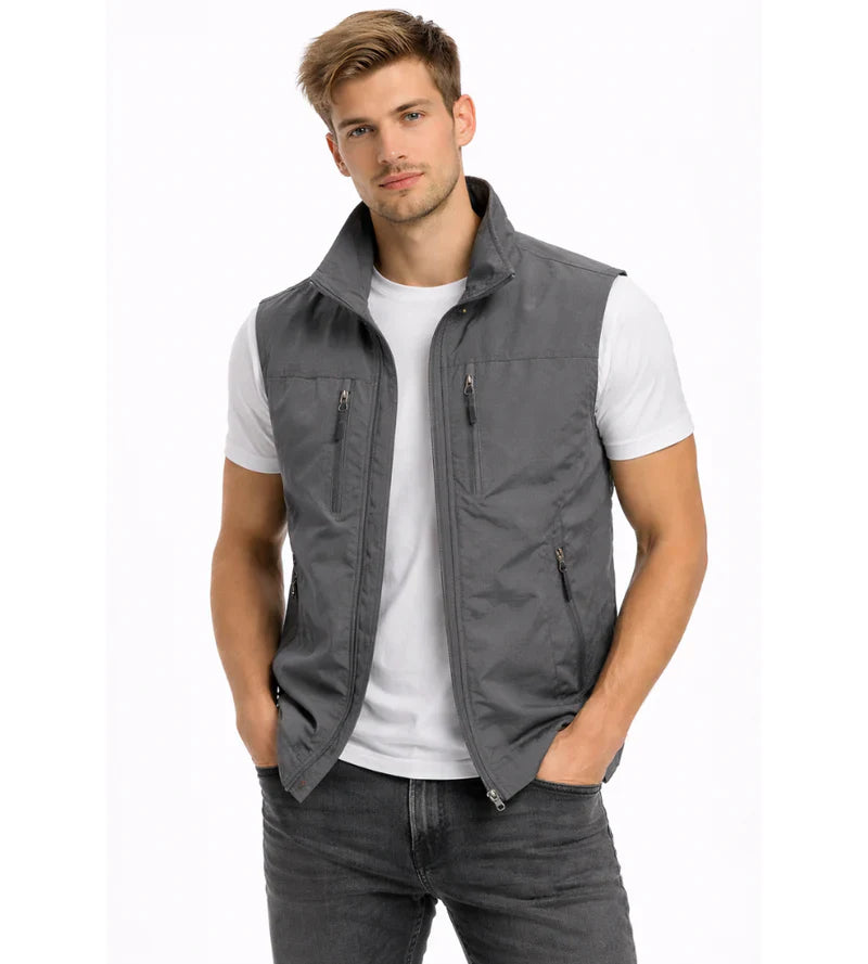 Carter Chaleco Outdoor Hombre – Ligero, Cuello Alto y 4 Bolsillos con Cremallera