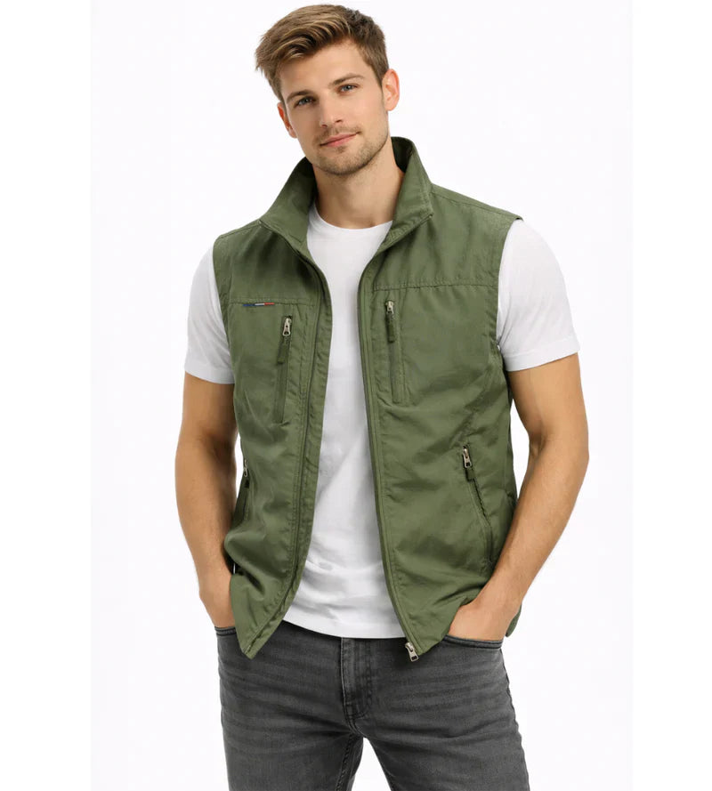 Carter Chaleco Outdoor Hombre – Ligero, Cuello Alto y 4 Bolsillos con Cremallera