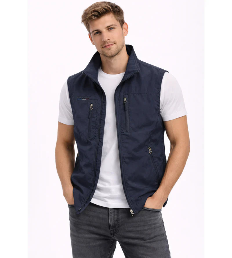 Carter Chaleco Outdoor Hombre – Ligero, Cuello Alto y 4 Bolsillos con Cremallera