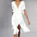 Isabella Robe Midi Blanche pour Femme – Robe Élégante Minimaliste Chic