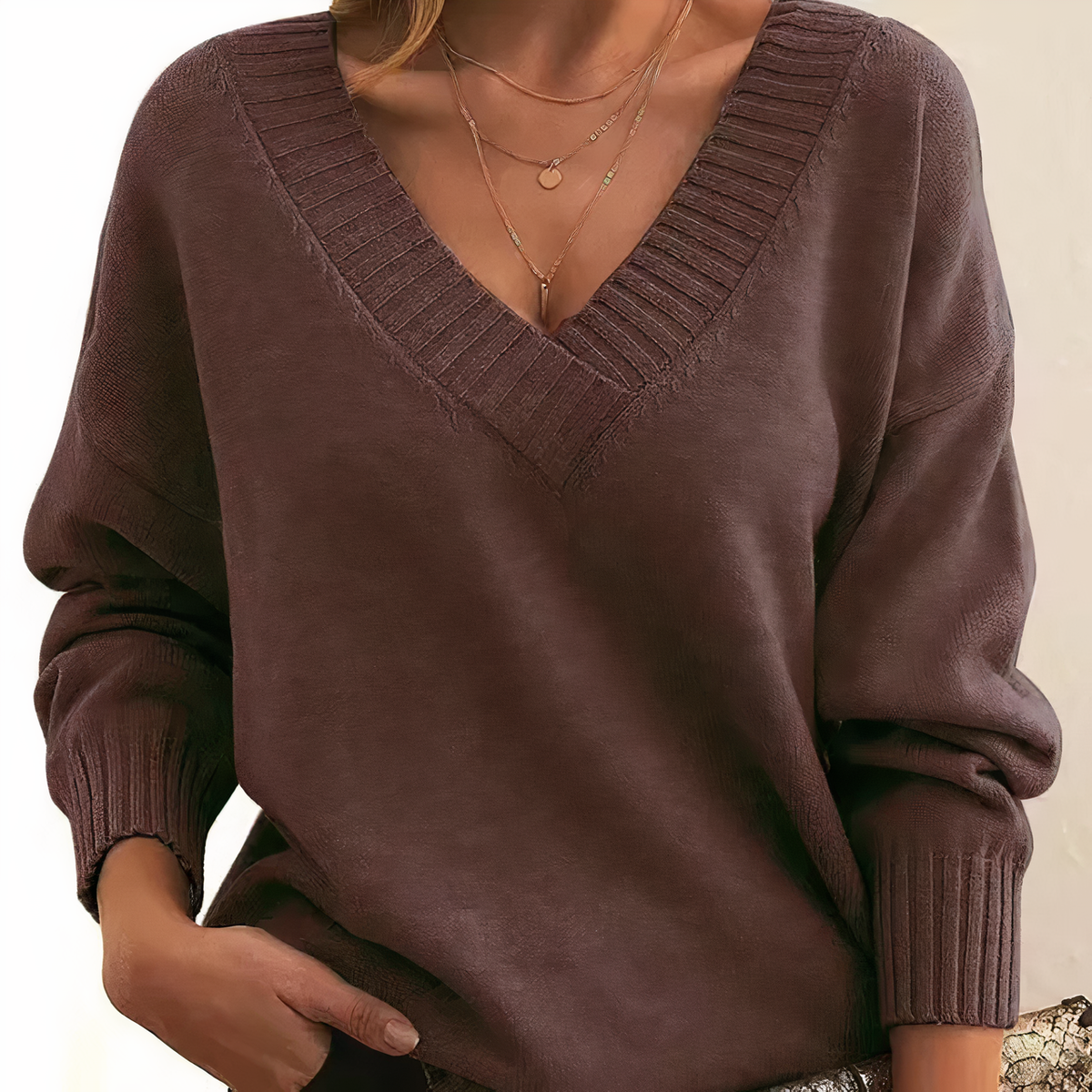 Suéter de cachemira Teresa para Mujer – Cuello en V, Suave y Con aislamiento térmico