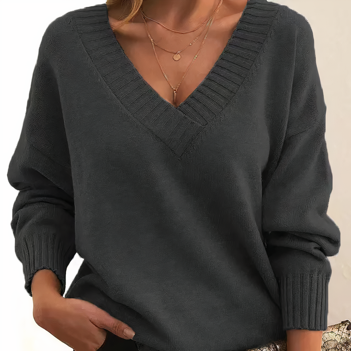 Suéter de cachemira Teresa para Mujer – Cuello en V, Suave y Con aislamiento térmico