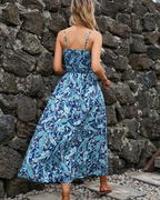 Robe Maxi Florale Piper Femme – Col en V, Bretelles Fines et Taille Haute