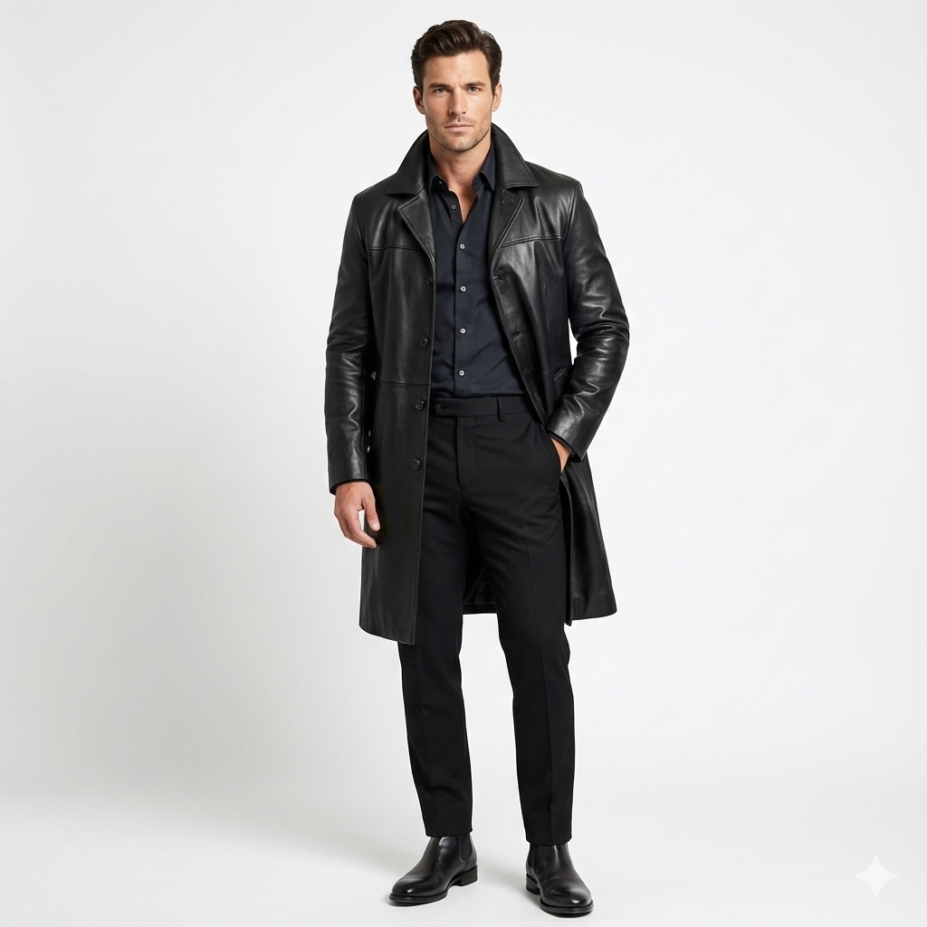 Marlo Trench Largo para Hombre – Abrigo Elegante Clásico Casual Chic Moderno