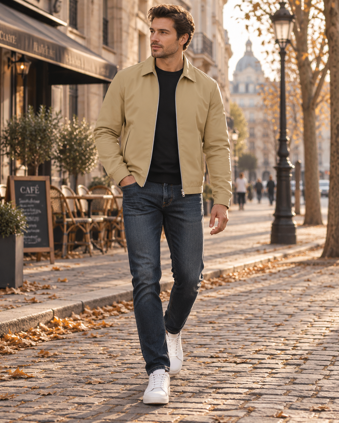 Chaqueta Leandro para Hombre – Cuello solapa, Cierre de cremallera y Cremallera completa