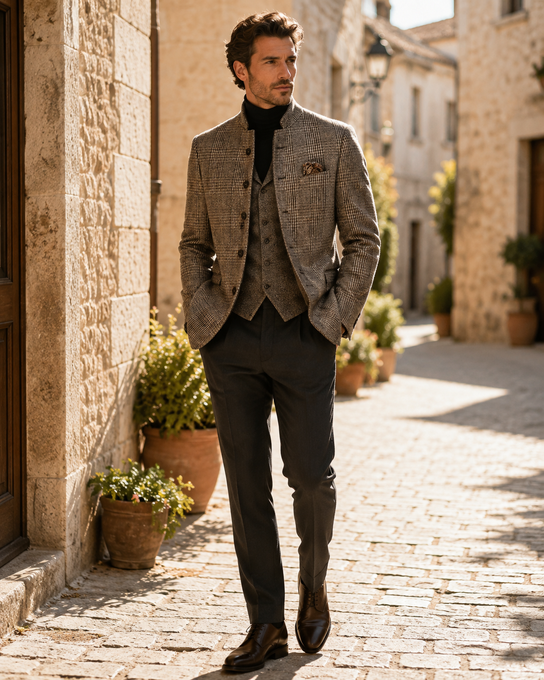 Chaqueta Diego para Hombre – Cuello mao, Elegante y Cuello alto