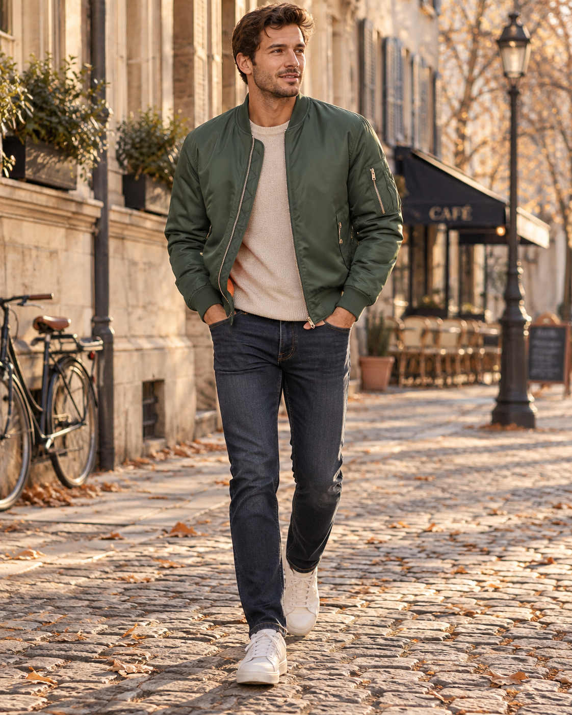 Cazadora bomber Diego para Hombre – Detalles acanalados, Puños acanalados y Acabados acanalados