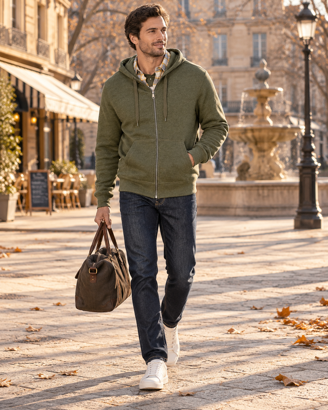 Sudadera con capucha Daniel para Hombre – Cremallera completa, Capucha con cordón y Corte regular