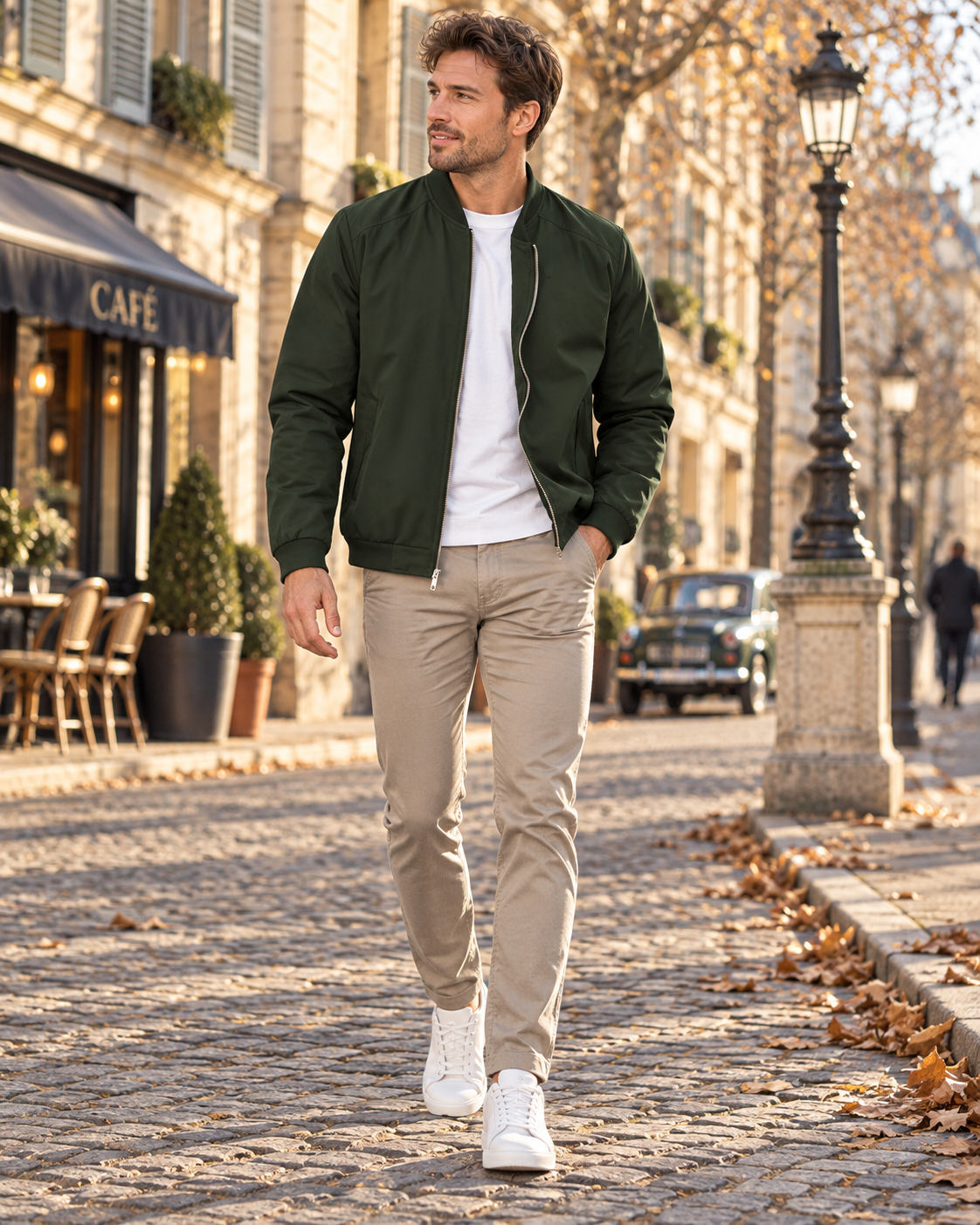 Cazadora bomber Cosme para Hombre – Cremallera completa, Detalles acanalados y Bolsillos prácticos