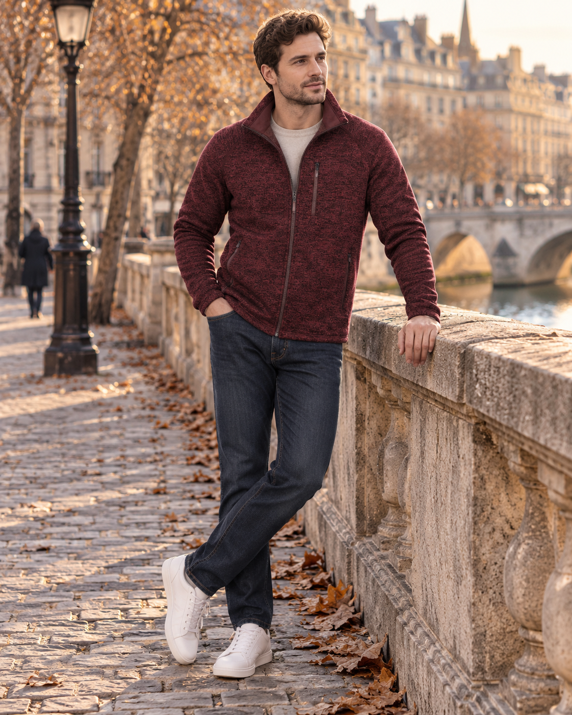 Chaqueta Leo para Hombre – Cremallera completa, Cuello mao y Bolsillos con cremallera