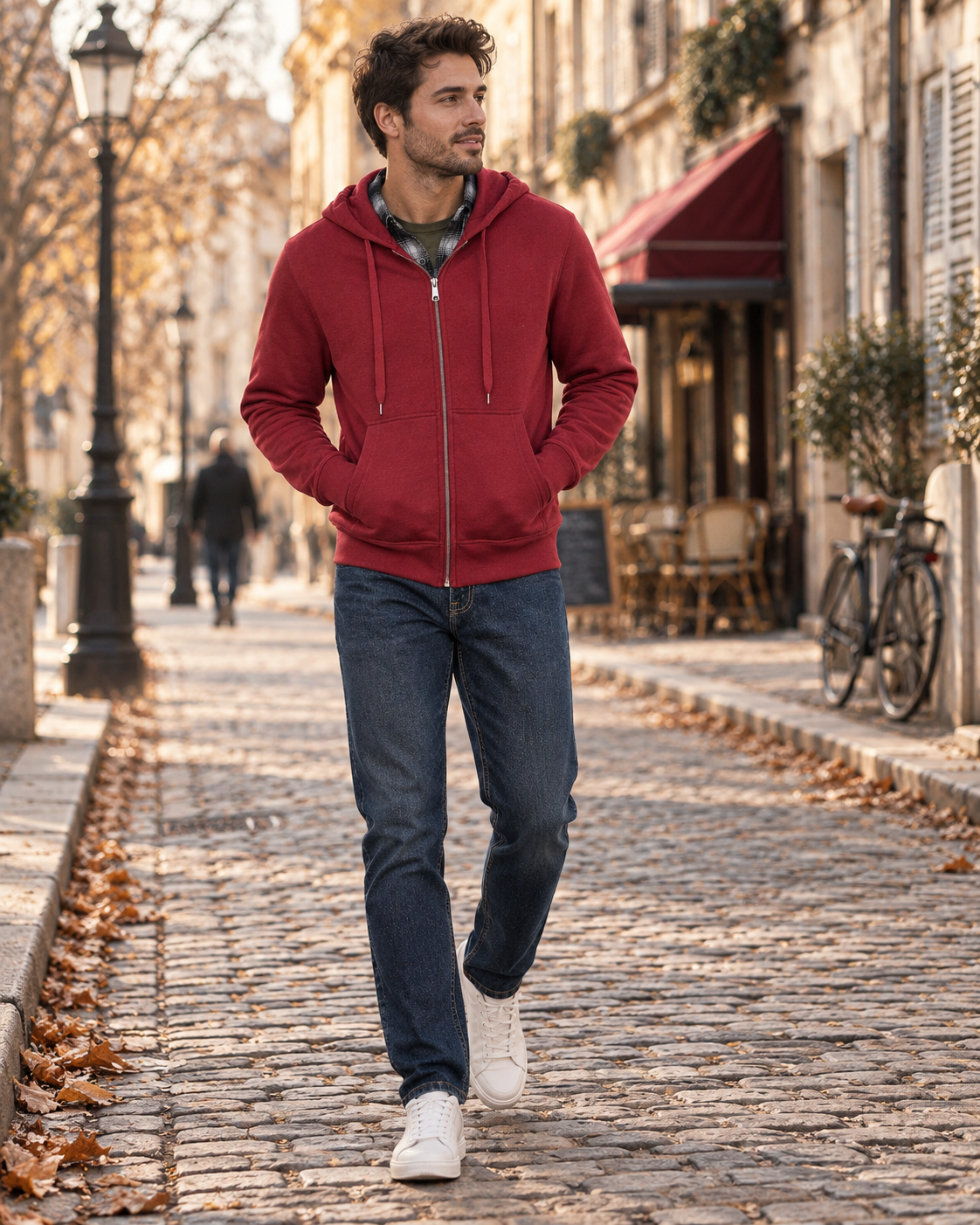 Sudadera con capucha Daniel para Hombre – Cremallera completa, Capucha con cordón y Corte regular