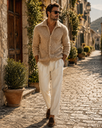 Cárdigan Bruno para Hombre – Cuello solapa, Elegante y Solapa estructurada