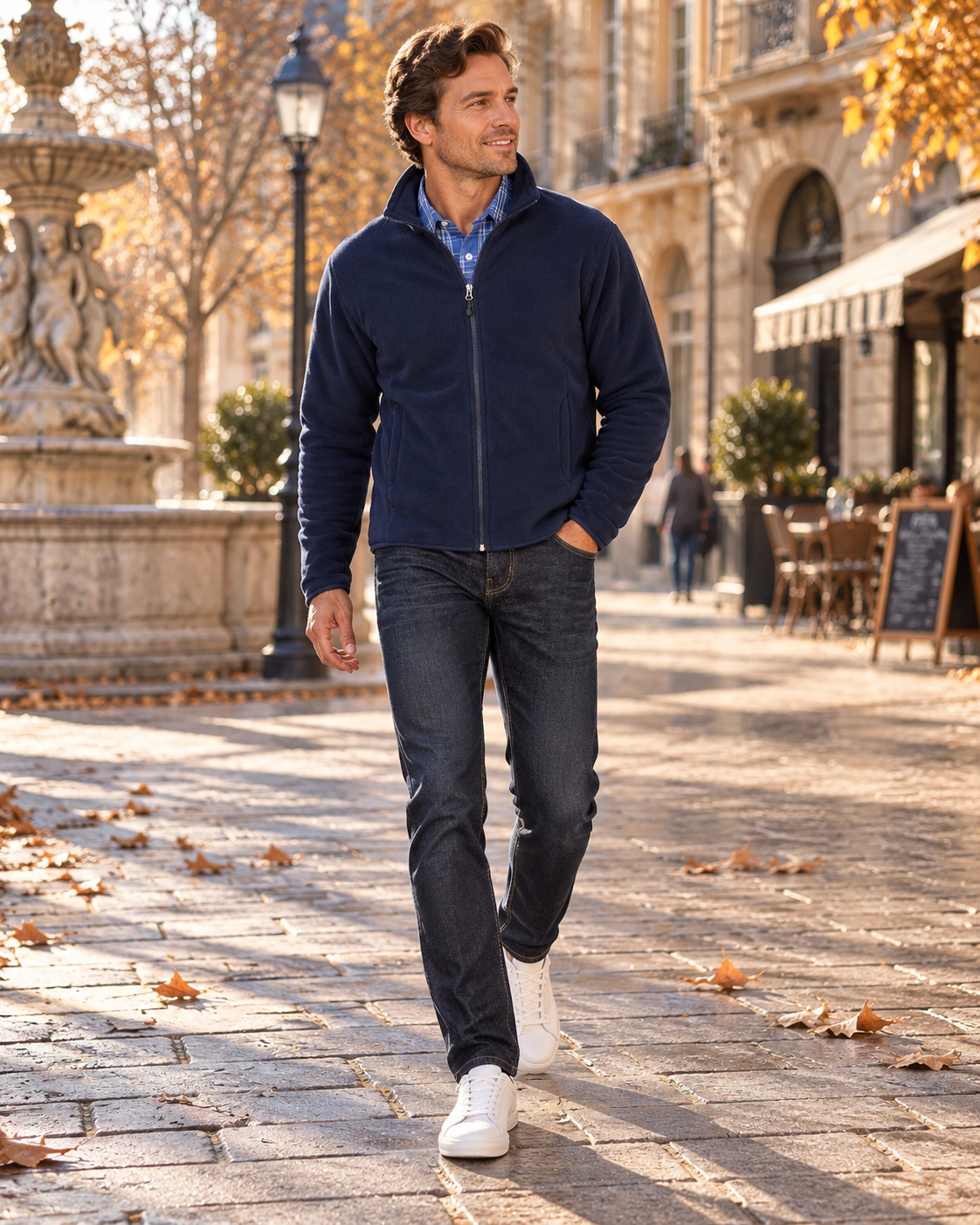 Chaqueta Mateo para Hombre – Cremallera completa, Cuello alto simulado y Bolsillos con cremallera