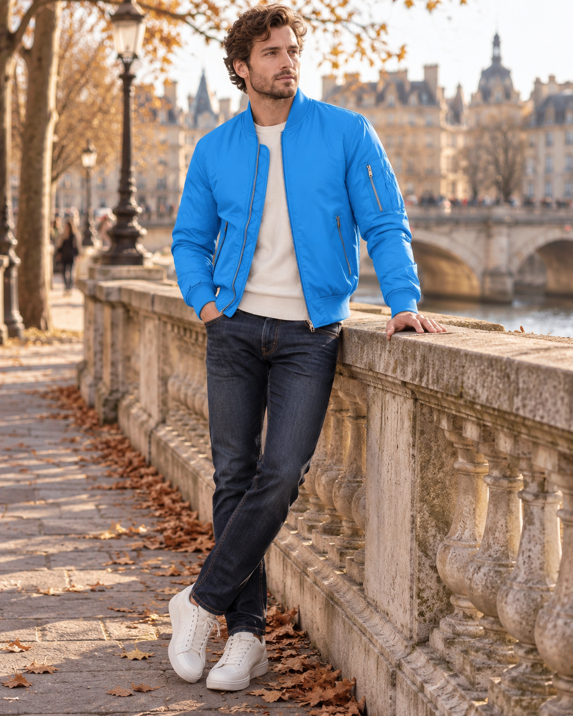 Cazadora bomber Diego para Hombre – Detalles acanalados, Puños acanalados y Acabados acanalados