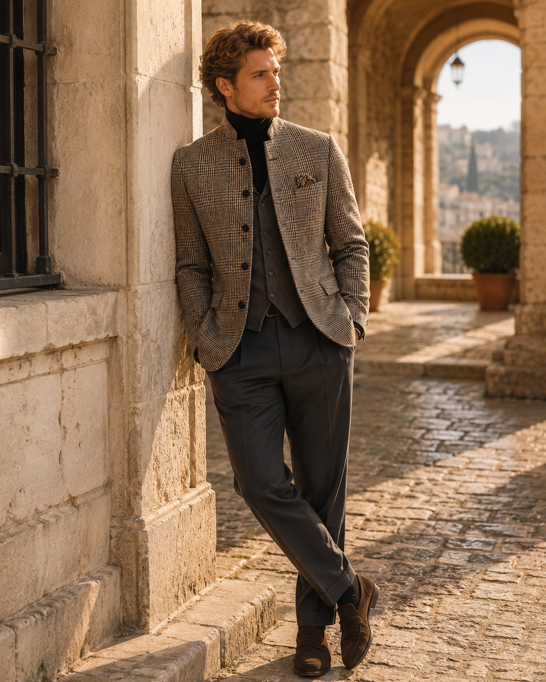 Chaqueta Diego para Hombre – Cuello mao, Elegante y Cuello alto
