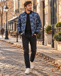 Cazadora bomber Pablo para Hombre – Cremallera completa, Detalles acanalados y Cuello alto