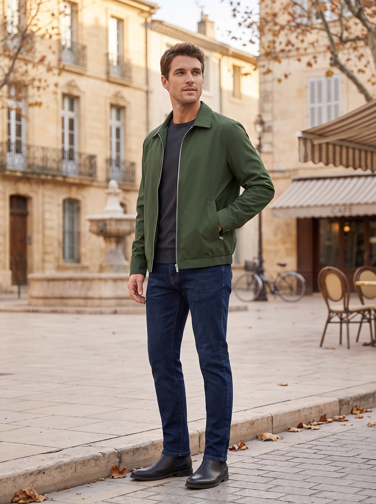 Chaqueta Sergio para Hombre – Cuello solapa, Cierre de cremallera y Cremallera completa